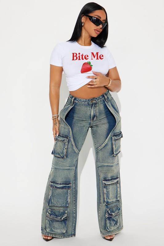 Bite Me - White Baby Tee