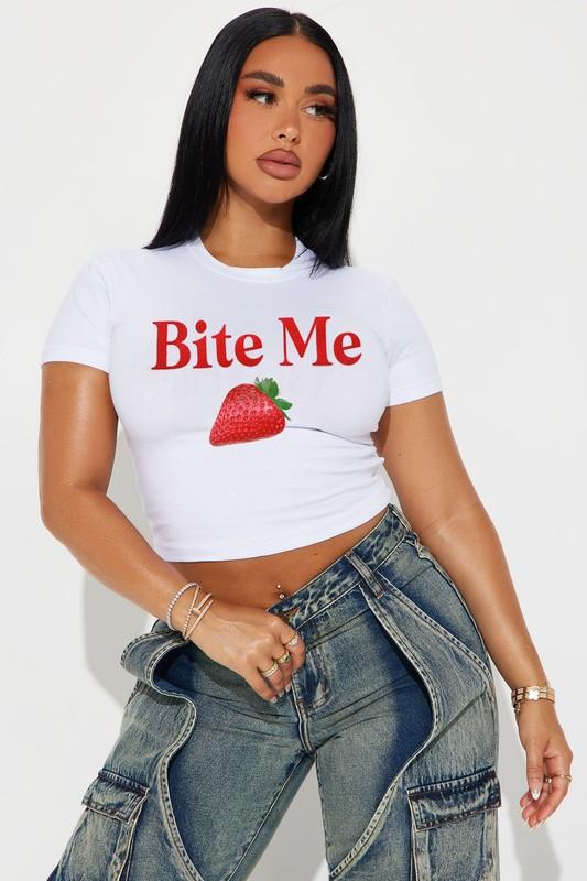 Bite Me - White Baby Tee